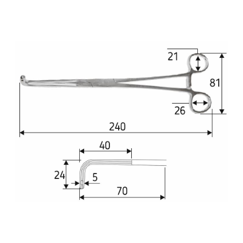 Затискач Finocchietto, 24 см, J-17-258, Surgicon